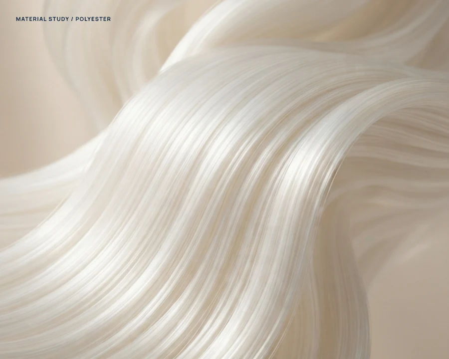 Close-up of white polyester fiber material