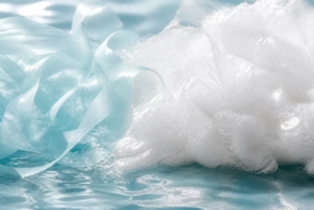 Brand-neutral representative image of ocean-bound recycled polyester staple fiber