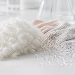 Brand-neutral representative image of chemically recycled textile-to-textile polyester staple fiber