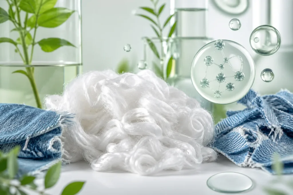 Brand-neutral representative image of enzymatically recycled textile-to-textile polyester staple fiber