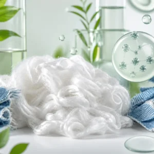 Brand-neutral representative image of enzymatically recycled textile-to-textile polyester staple fiber