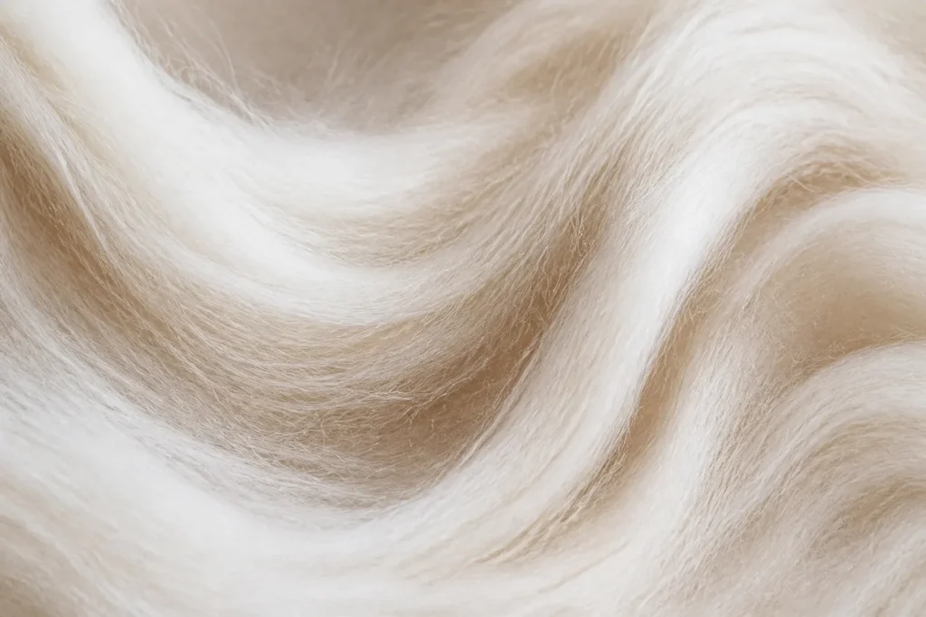 Soft white fiber texture application visual for soft-touch polyester staple fiber