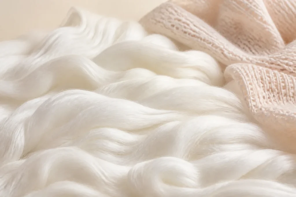 Brand-neutral representative image of soft-touch polyester staple fiber and knit textile