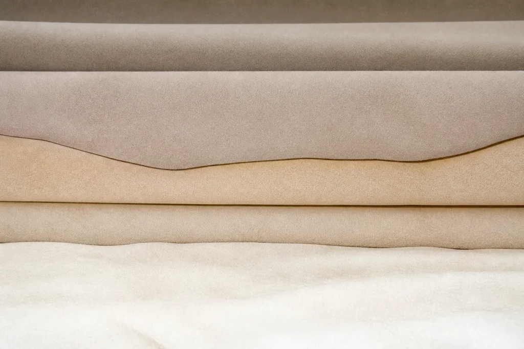 Layered cool-touch textile application visual for cooling polyester staple fiber