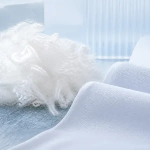 Brand-neutral representative image of cooling polyester staple fiber and technical fabric