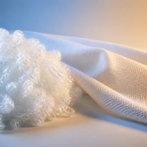 Brand-neutral representative image of thermoregulating polyester staple fiber and technical fabric