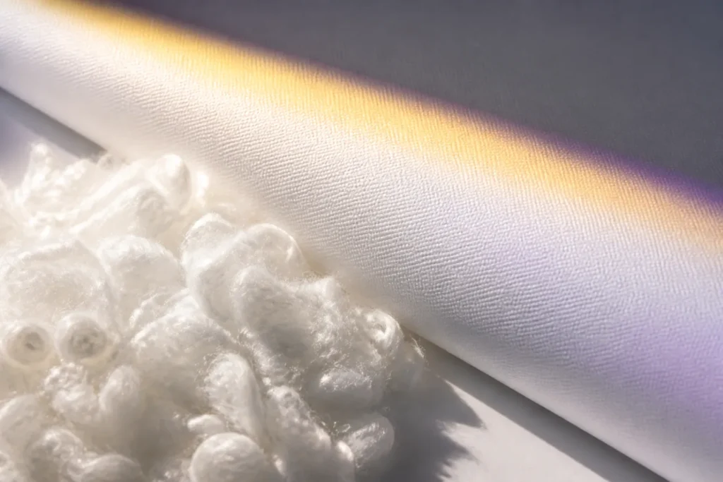 Brand-neutral representative image of UV-protection polyester staple fiber and technical fabric
