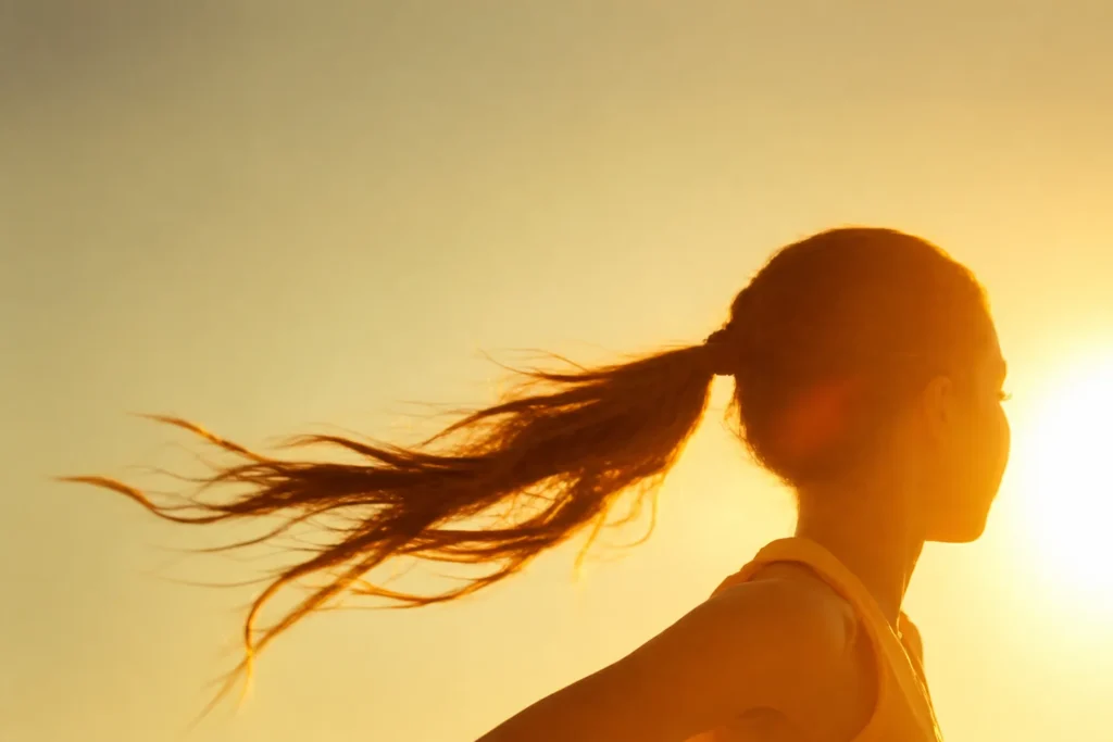 Sunlit activewear application visual for anti-UV polyester staple fiber