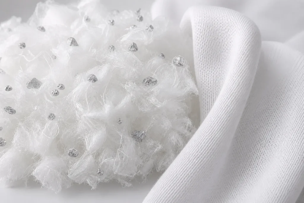 Brand-neutral representative image of antibacterial polyester staple fiber and clean knit textile