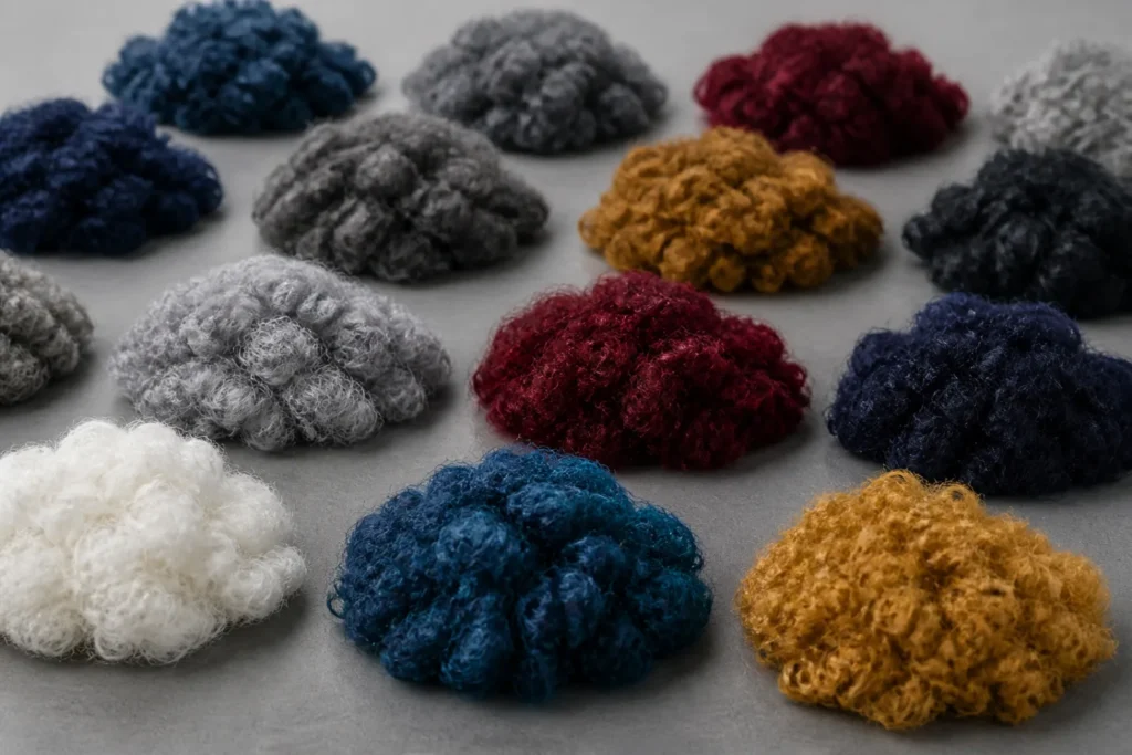 Brand-neutral representative image of dope-dyed polyester staple fiber color options