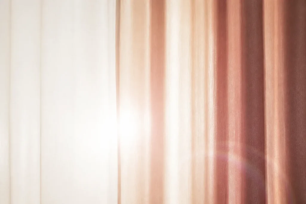 Shimmering curtain textile application visual for lustrous polyester staple fiber