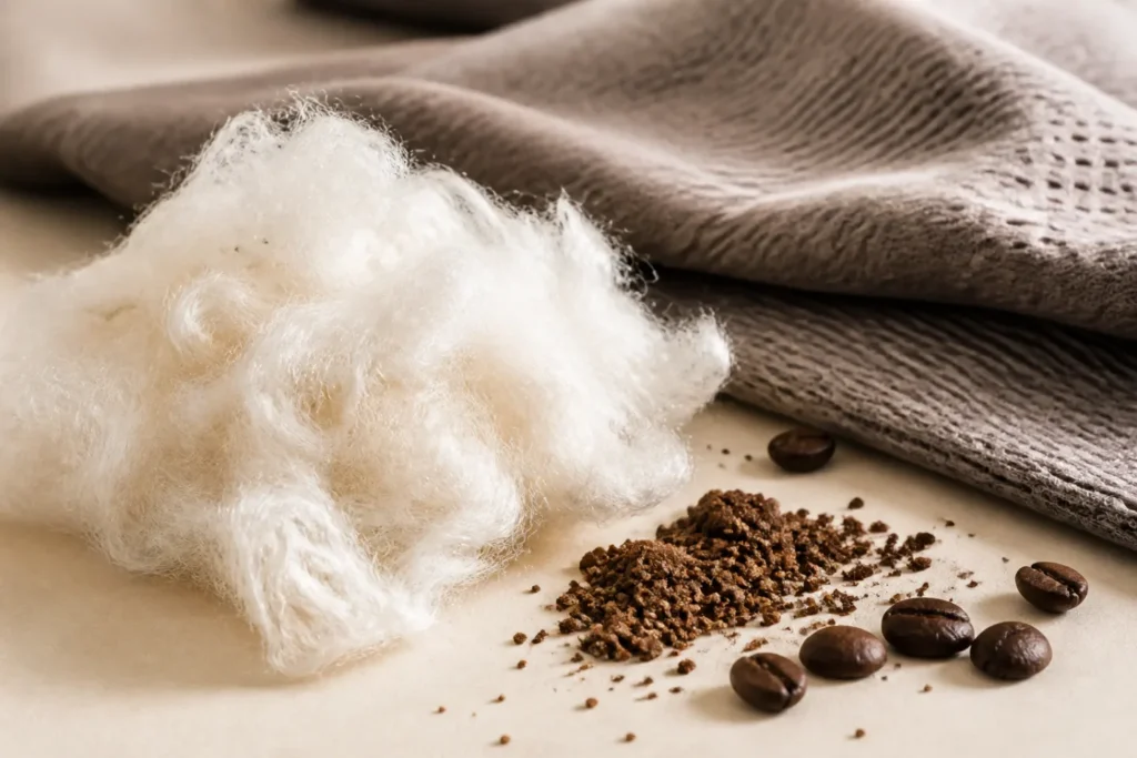 Brand-neutral representative image of coffee-infused polyester staple fiber
