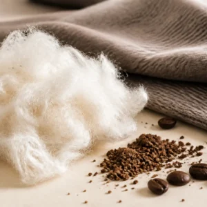 Brand-neutral representative image of coffee-infused polyester staple fiber